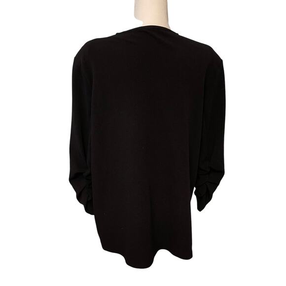 Shein Open Front Black Blazer Shoulder Pads Rouched Sleeves 2XL - Picture 4 of 6